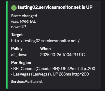 Recovery notice alert example